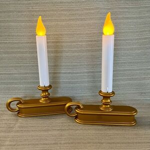 2 WINDOW CANDLES Sensor Steady/Flicker Battery Dimango Gold 9”